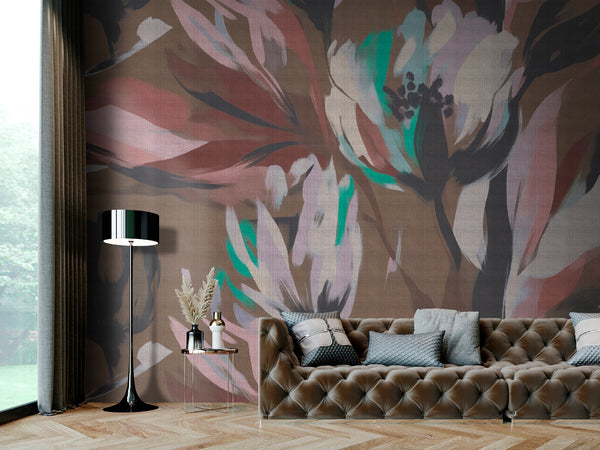 Photo Wallpaper Digital Print Photo Wallpaper Brown Floral