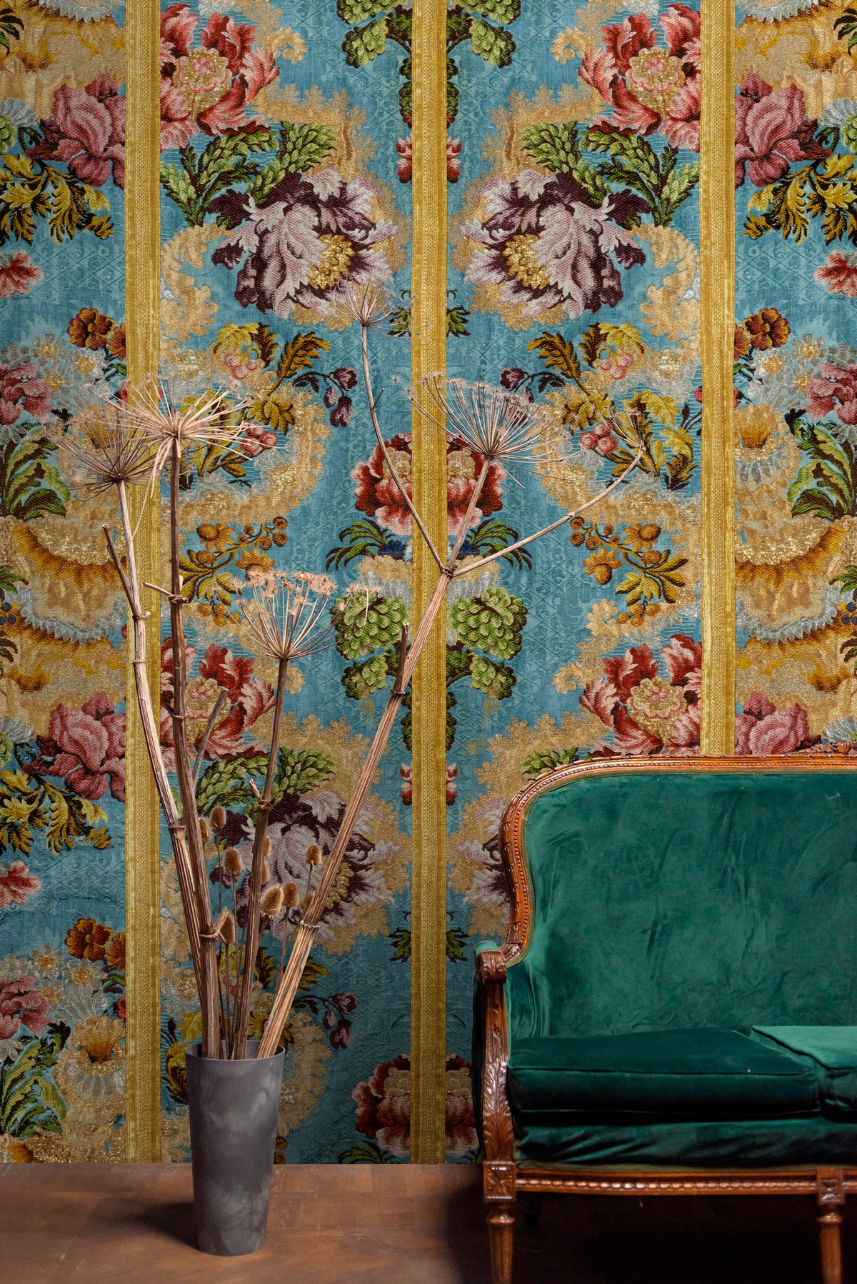 Digital Print Photo Wallpaper Turquoise Floral Photo Wallpaper