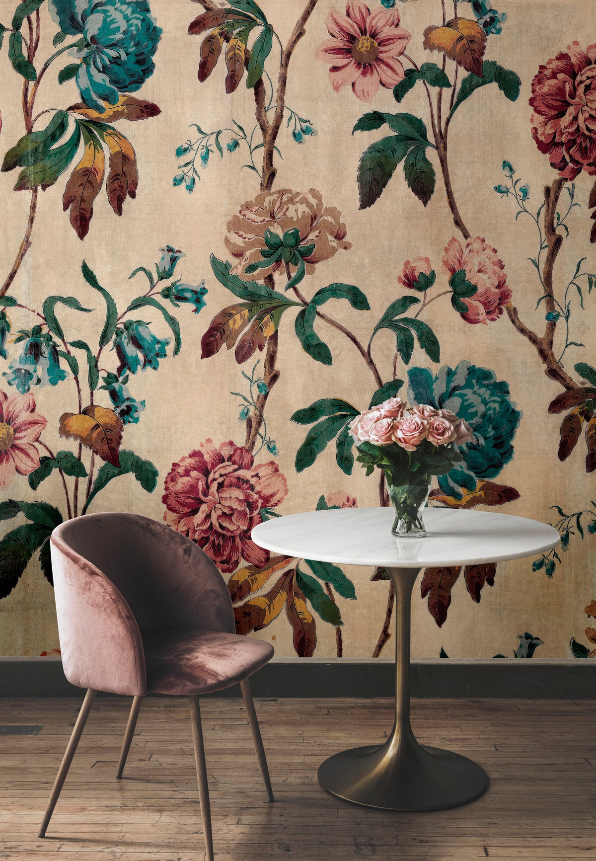 Digital Print Photo Wallpaper Beige Floral Photo Wallpaper