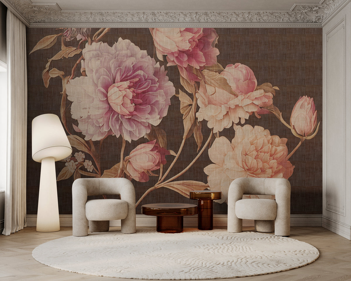 Digitally Printed Photo Wallpaper Brown Floral Photo Wallpaper