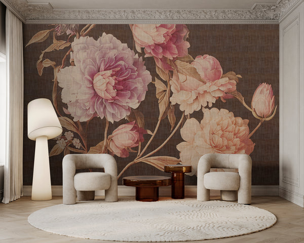 Digitally Printed Photo Wallpaper Brown Floral Photo Wallpaper