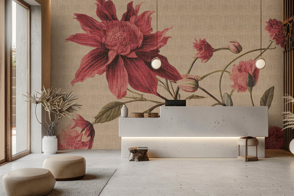 Digital Print Photo Wallpaper Beige Floral Photo Wallpaper